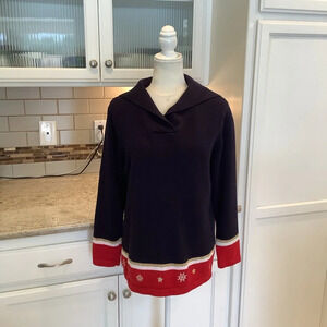 Vintage Navy Blue Koret K-Wear Sweater Nautical Cotton Size Large